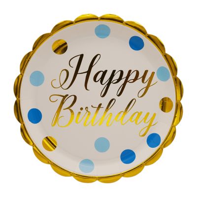 Happy Birthday Spots Paper Plates - 9 Inch - 8pk