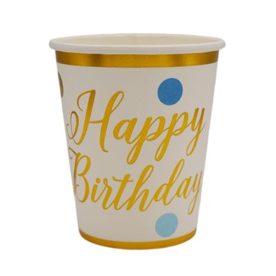 Happy Birthday Spots Paper Cups - 8pk