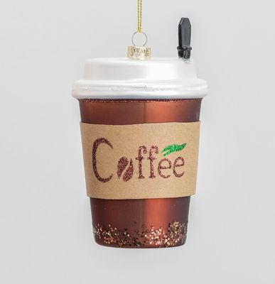 13cm Glass Coffee Decoration 2Ass