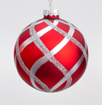 8cm Swirl Pattern Ball Red/Silver