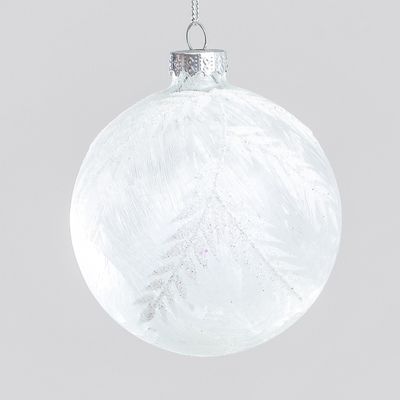 8cm Glass Frost/Glitter Ball 