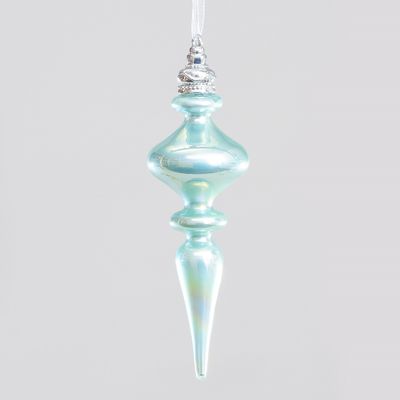 18cm Glass Finial Decoration Mint