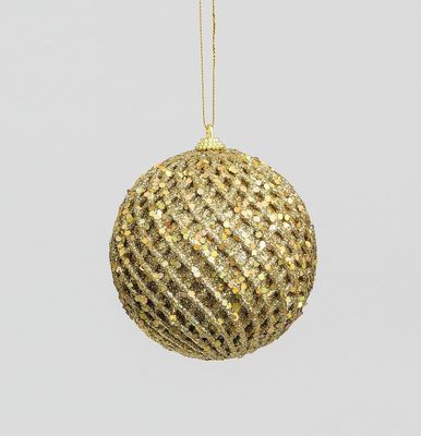 100mm Glitter/Sequin Ball Gold