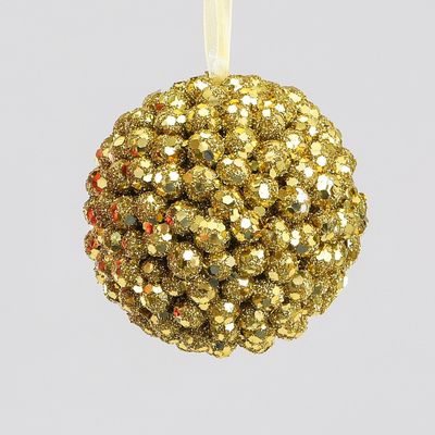 10cm Beaded Ball Decoration Gold