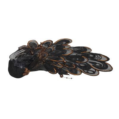 26cm Sequin/Berry Bird w/Clip Blk