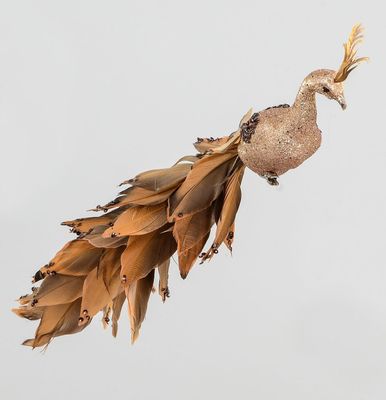 39cm Bird w/Feather/Clip Copper