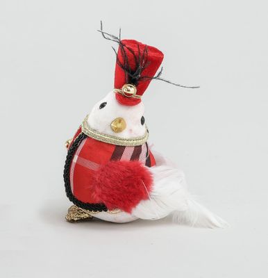 17cm Bird w/Tartan Ornamemt