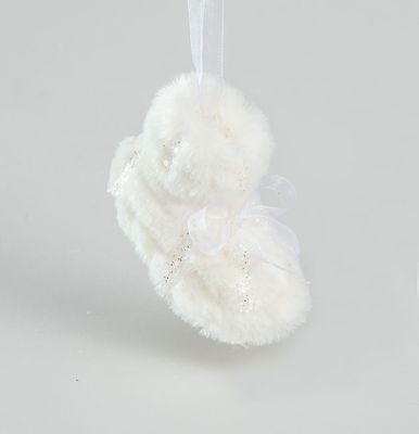 10cm Fabric Boot Hanging Dec Cream