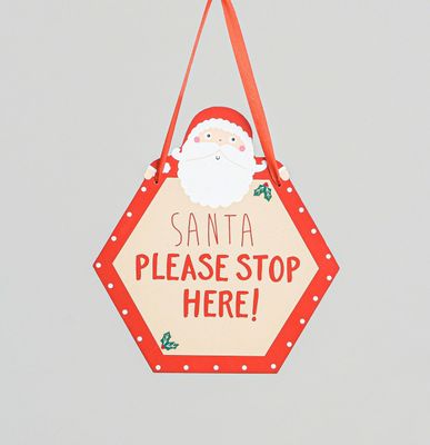 18cm Wood Hanging Santa Stop