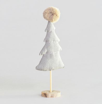 34cm Fabric Tree Ornament Beige