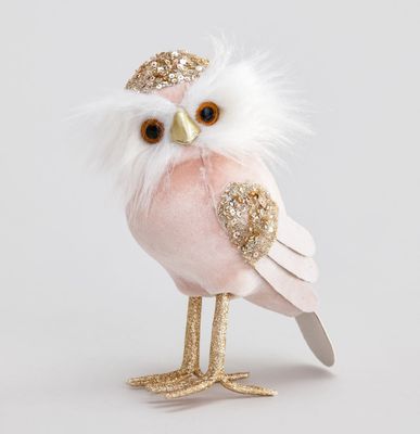 19cm Standing Owl Ornament Pink/Go