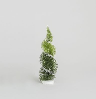 30cm Glitter Spiral Tree Orn Green