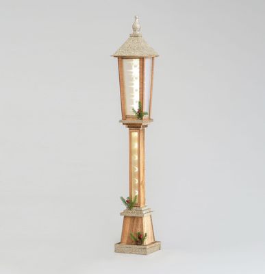 100cm Wooden Lantern w/LED Champag