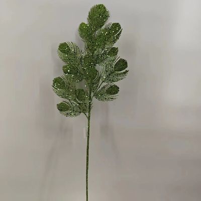 66Cm Glitter Peacock Leaf - Green