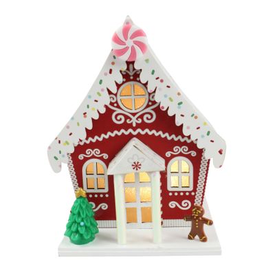 Light up house Red with Christmas tree (2xAAA Batteries not included) 12.5x10.5x
