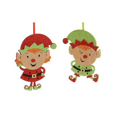 20cm Elf Decoration Red/Green 2Ass