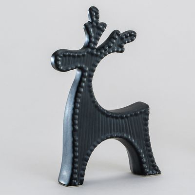 19cm Dolomite Moose Ornament Black