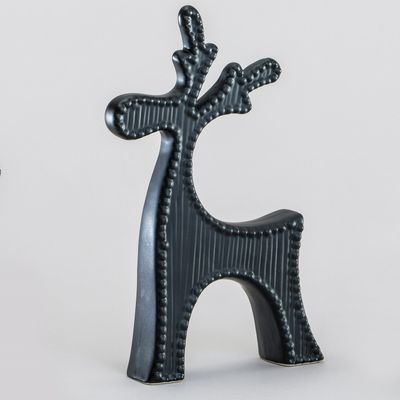 25cm Dolomite Moose Ornament Black