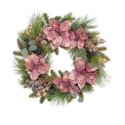60cm Plush Poinsettia Wreath Rose