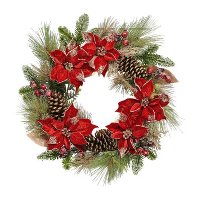 60cm Velvet Point Gold Cone Wreath