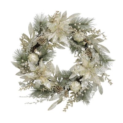 60cm Glitter Leaf/Pine Wreath Cham