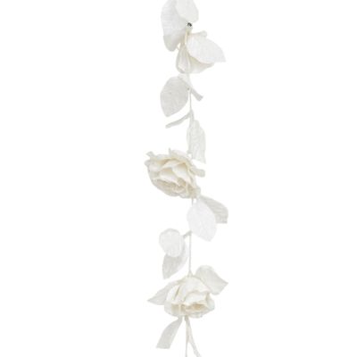 120cm Glitter Rose Garland White