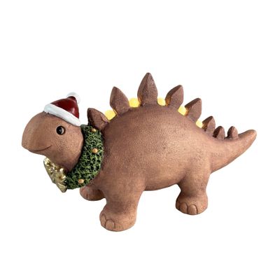 Dinosuar with wreath warm white LED 48x16x25cm