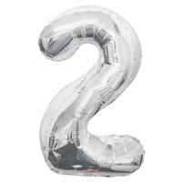 Silver 2 Number Balloon