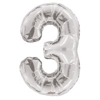 Silver 3 Number Balloon