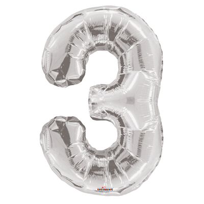 Silver 3 Number Balloon