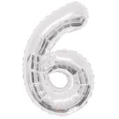 Silver 6 Number Balloon