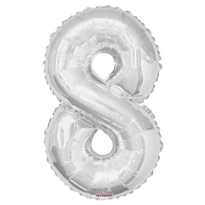 Silver 8 number Balloon