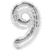 Silver 9 Number Balloon