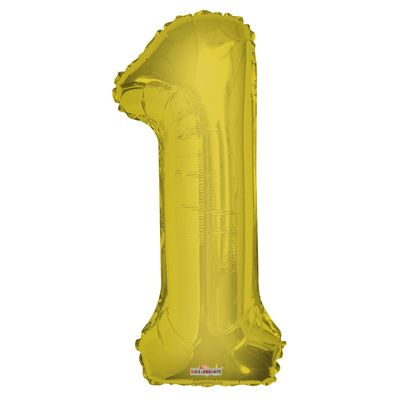 Gold 1 Number Balloon