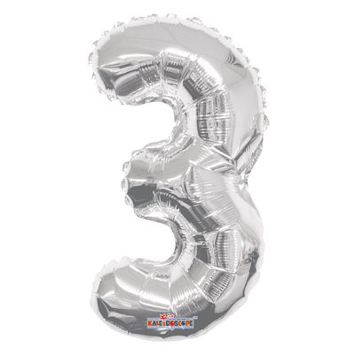 Silver 3 Number Balloon (14 Inch)
