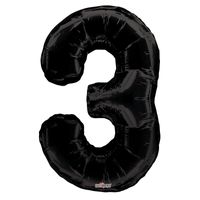 Black 3 Number Balloon (34 Inch)