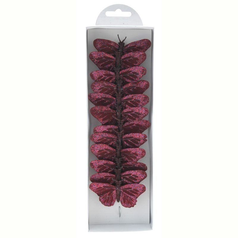 Dark Burgundy Painted Butterfly with Glitter | APAC