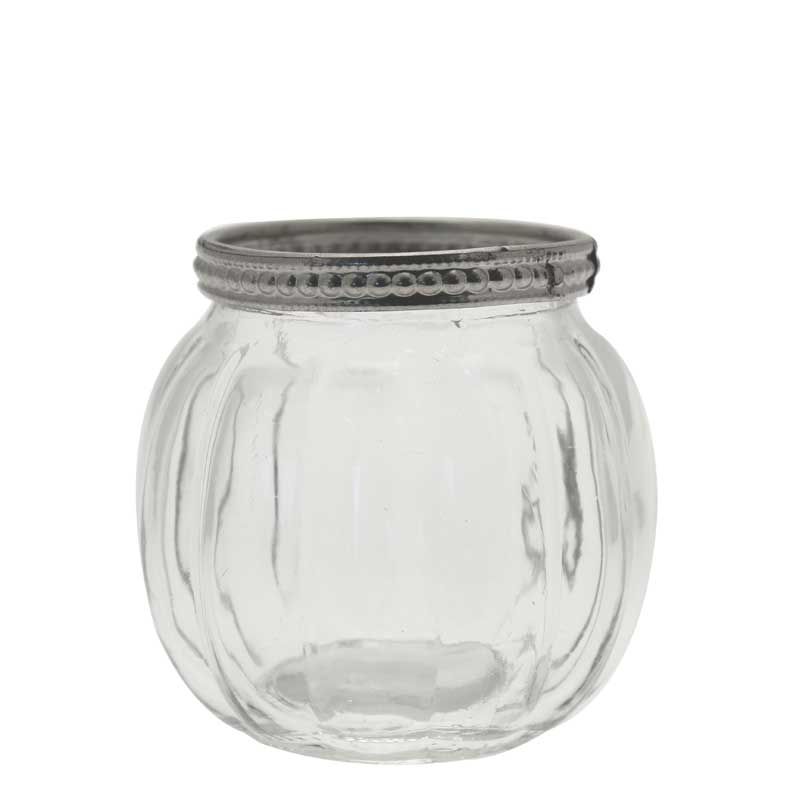 7x8cm Vintage Tea Light Holder W/Metal Rim (6/48) APAC