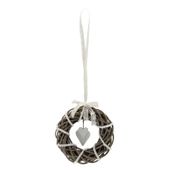 Wicker Ring with Wooden Hearts (23x22cm)