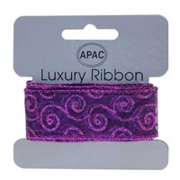 Purple with Glitter Swirls Ribbon (30mm x 2m)