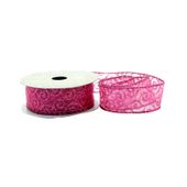 Hot Pink with Glitter Swirls Ribbon (30mm x 10yds)