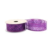Purple with Glitter Swirls Ribbon (30mm x 10yds)