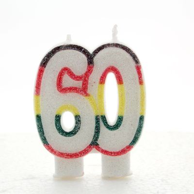 60 Double Age Candles Multicoloured