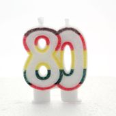 80 Double Age Candles Multicoloured 