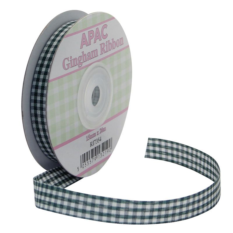 Green Gingham Ribbon (15mm x 20m) APAC