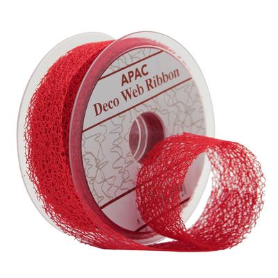 Red Deco Web Ribbon (38mm x 20m)