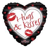 Hugs and Kisses Black Balloon 