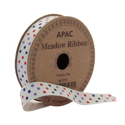 Meadow Ribbon Red, Lilac & Navy (17mmx 5m)