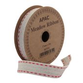 Meadow Ribbon Beige with Red Edge (17mm x 5m)
