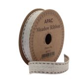 Meadow Ribbon Woven Beige with Beige Stitch (17mm x 5m)